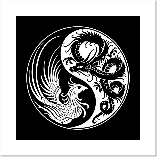 White and Black Dragon Phoenix Yin Yang Wall Art by jeffbartels